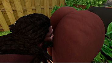 Second Life Black man fucks Latina gardener