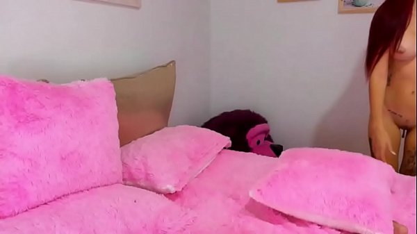 Girl with tattoos and braces like to masturbate alone