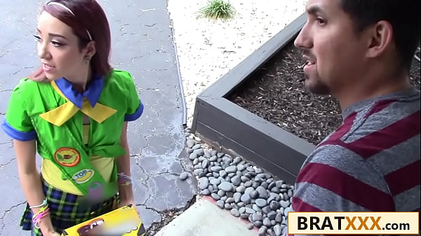 Tiny redhead breaks in and seduces with a trail of cookies 