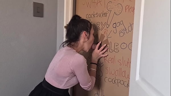 MILF finds GLORY HOLE with A cock inside | Blowjob 