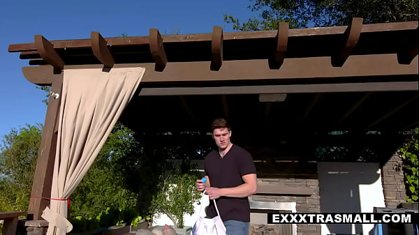 Tiny blonde cutie Coco Lovelock_is out in the backyard enjoying_a lovelyEaster_afternoon when huge boyfriend Michael Swayze arrives with a basket full_of eggs_ready tohide them for the egg hunt