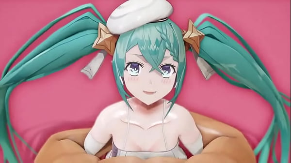 Hatsune Miku lässt_seinen Schwanz an ihren_Schenkeln reiben