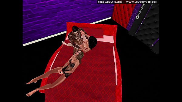Guy Fucks his girlfriend's sister while she Masturbates next to him on the bed in 3D game – www.lovecity3d.com