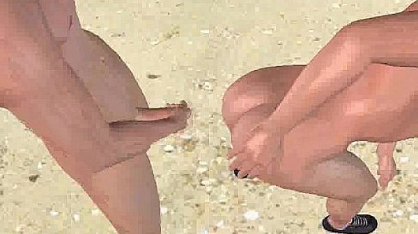 These sexy 3D studs are fucking on a beach and cumming 