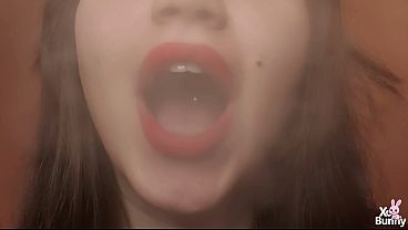 Romanian With Big Natural Lips With Red Lipstick Smoking A Cigarette In Your Face thumbnail