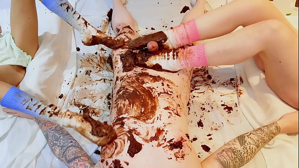 Pastel crush chocolate cake and cock addition foot fetish