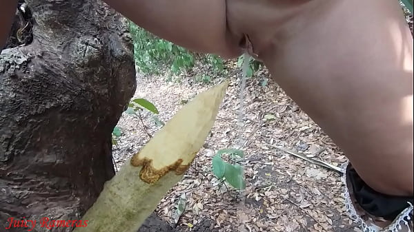 Play MP4 - Perverted slut squirts piss from wooden stake in forest