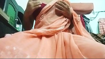 Indian Gay Bottom Crossdresser Gaurisissy feeling horny in silky saree real homemade sex 