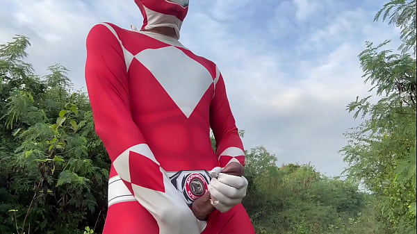 Play MP4 - Power Ranger wanking outdoor&period;