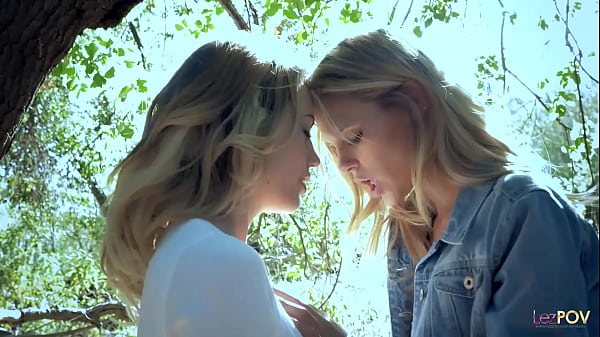 Play MP4 - Two blonde divas indulge in a lesbian session during their walk in the woods