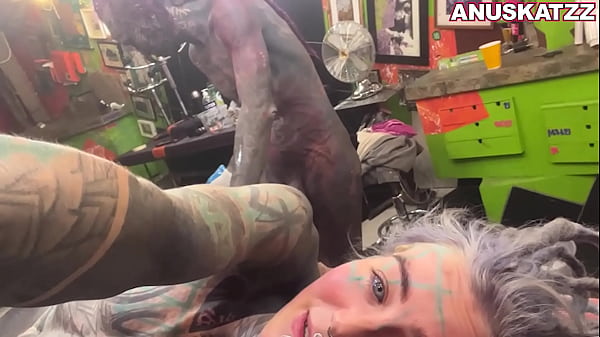 Pierced Tattoo girl Anuskatzz gets rough sex after tattoo session - blowjob fucking orgasm cumshot 