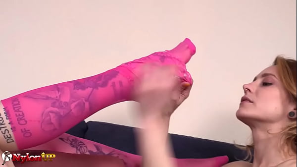 Hot Italian lesbians in stockings worship each other feet