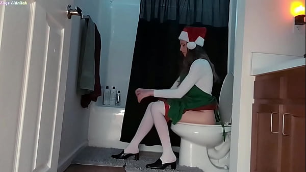 Christmas starbucks girl sage eldritch in pantyhose peeing voyeur