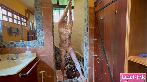 Punishing cheating slave humiliated her with foam and body writing