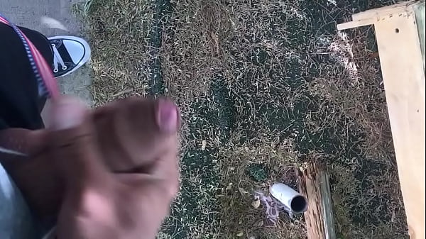 Cumming in the street 