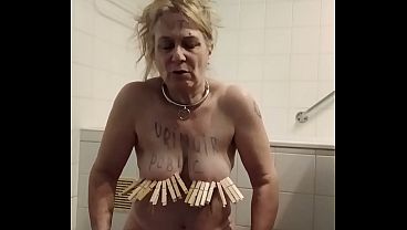 Public urinal slave humiliation