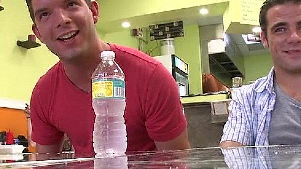 Horny dudes fucking in a restaurant 