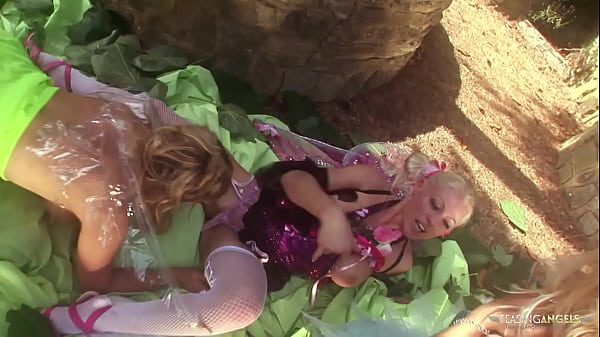 There is a sex party in the forest with three teen sluts getting banged hardcore