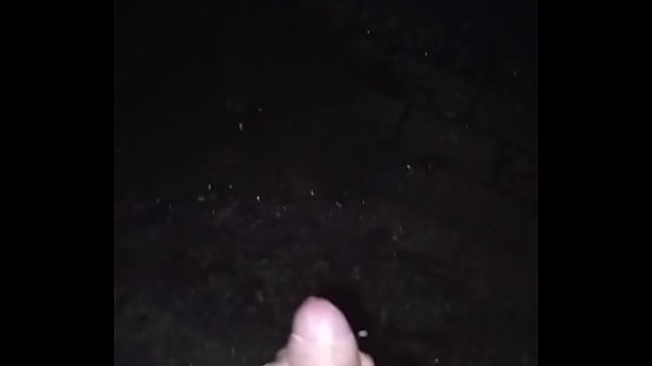 Big cumshot naked on the street