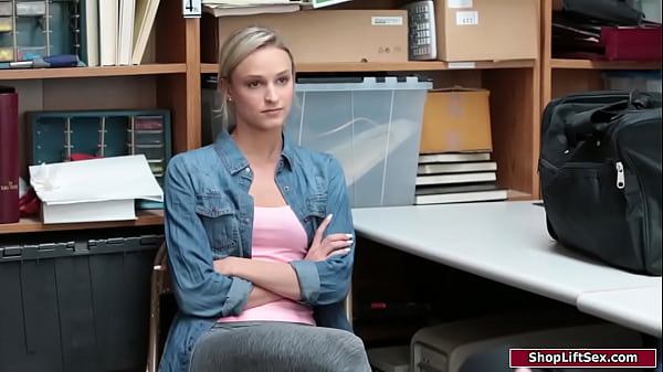 Petite teen is caught stealing so an officer stripsearches her.He makes her suck his cock to let her free.The small tits 19yo is facefucked and banged 