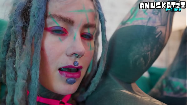 Tattooed solo girl anal toys play in lingerie