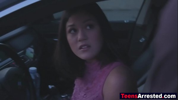 Brunette teen has to suck black cops_dick not to go to jail