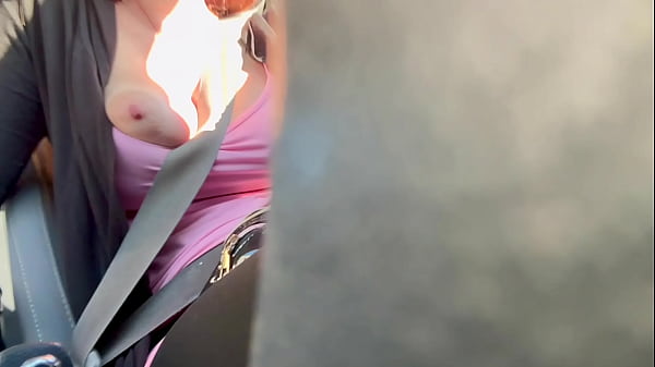 Artemisia driving in Los Angeles Spy on her big tits 