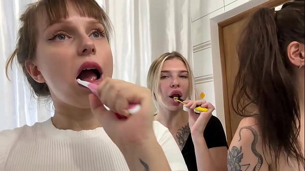 Teeth Brushing Spitting Pov Triple Female Domination thumbnail