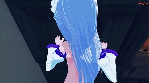 POV fucking_Emilia on a table with her legs spread_wide open - Re:Zero Hentai.