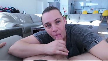 Stepmom Sucks Stepson to Keep him Quiet and Swallows that Load