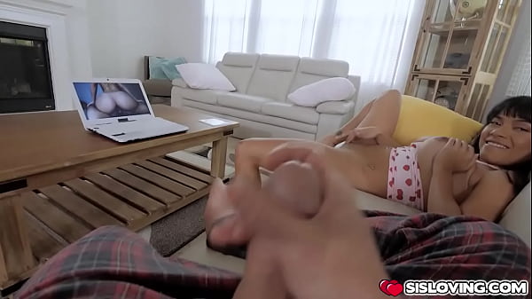 Horny stepsiblings masturbating while watching_porn