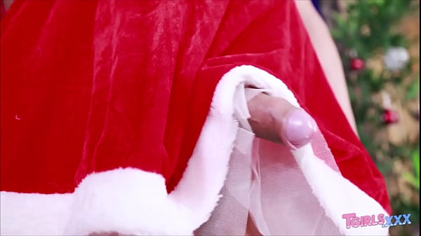 TGIRLS.XXX: Ladyboy dressed as Mama Claus masturbates in front of the Christmas tree 