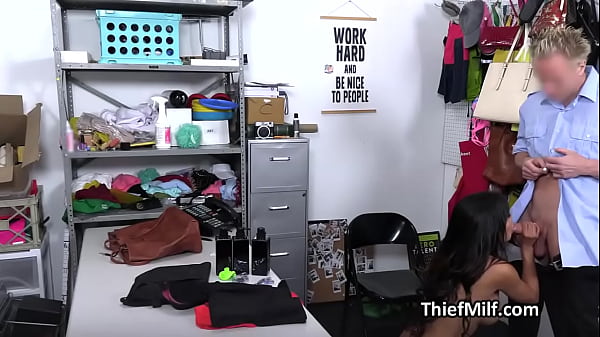 Catching a hot latina thief with butt plug who is ready to have fun