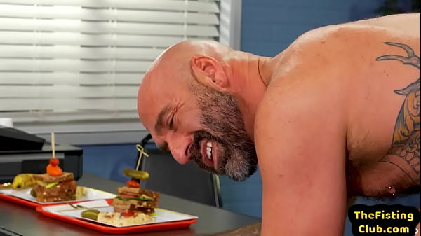 Inked hunk assfisted by his lover after barebacking session