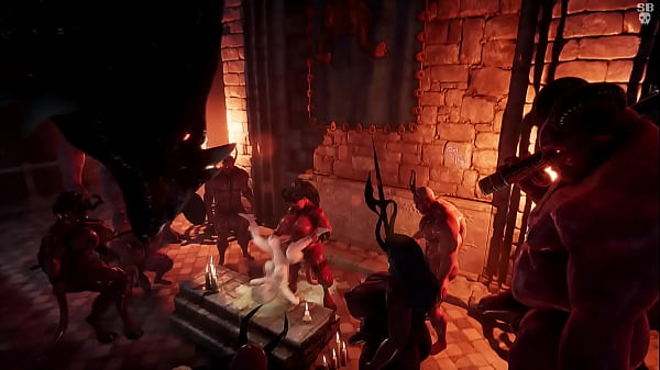 Elf princess gets gangbanged by the minions of the devil 3d animation 