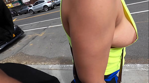 Wife walking in public braless with nip slipping out