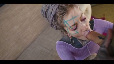 Inked hippie's solo dildo asshole play 