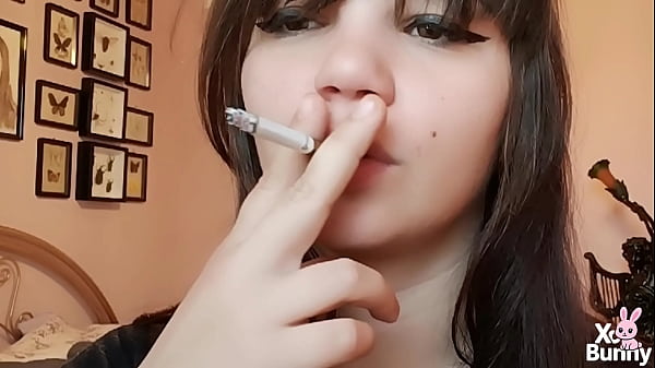 Brunette With Big Natural Lips Without Makeup On Them Smoking In Your Face thumbnail