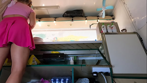 Hot slut upskirted at work by her dirty and naughty boss