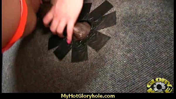 Ebony Hottie Milking Cocks in theGloryhole 22
