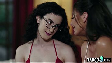 Busty cougar discovering a naughty babes sweaty cunt