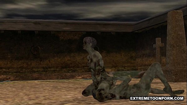 Two 3D Cartoon Zombie Lesbian Babes_Fooling Around
