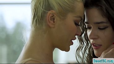 Curly haired brunette and her lesbian trainer are kissing each other that they get naked and then start licking their wet pussies