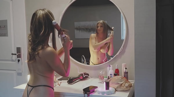 Getting ready for the show, topless! 