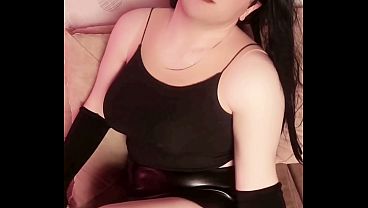Leather Skirt Goth White Vampirish Booty Shemale Ladyboy Femboy Model Crossdresser Sissy thumbnail