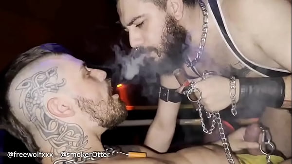 The leather handler and his obedient smoker part iismokerotter handles freewolfxxx by his cock piercing in this hot sm 