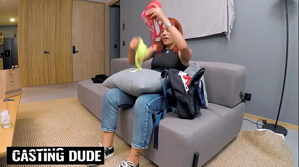 Big ass 18yo latina lingerie model drilled deep in homemade couch casting 