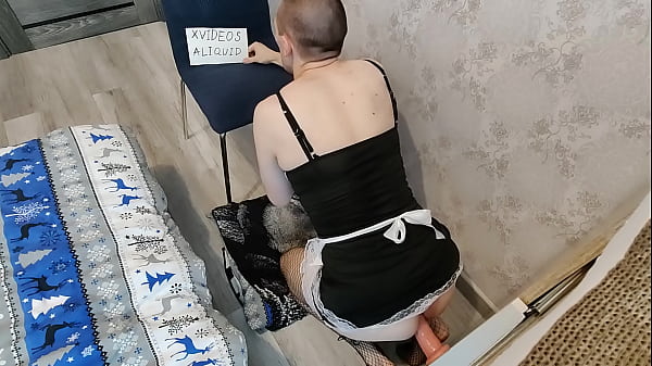 Submissive maid serviced cock