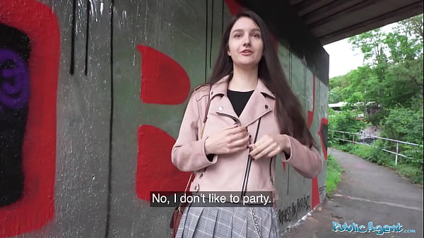 Public agent unknown amateur teen college babe with natural tits and tight shaved pussy chatted up and fucked outdoors