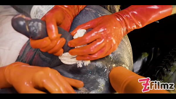 Two LATEX dominatrix sissy FEMDOM anal FISTING - BDSM 